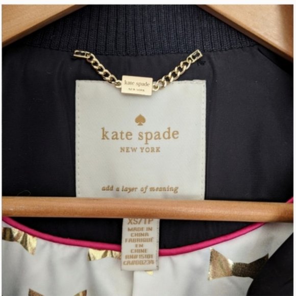 kate spade black Belted Faux Fur Trim Down Coat size xs nwot - Picture 9 of 11